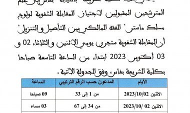 ماستر الفقه المالكي بين التأصيل والتنزيل المقبولين لاجتياز الامتحانات الكتابية